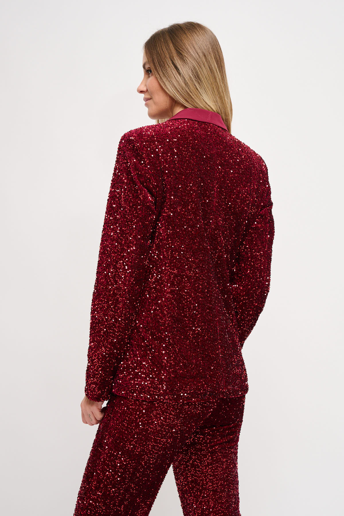 Giacca Da Donna Con Paillettes Luccicanti - Cardigan Lungo Aperto, Colletto Alto, Per Feste E Serate