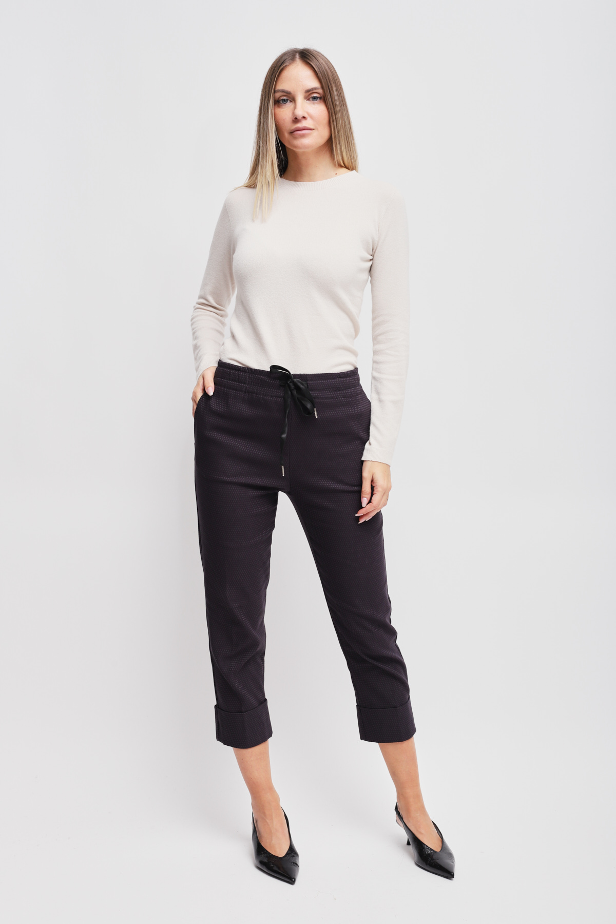 PANTALONI A FANTASIA CON COULISSE E RISVOLTO