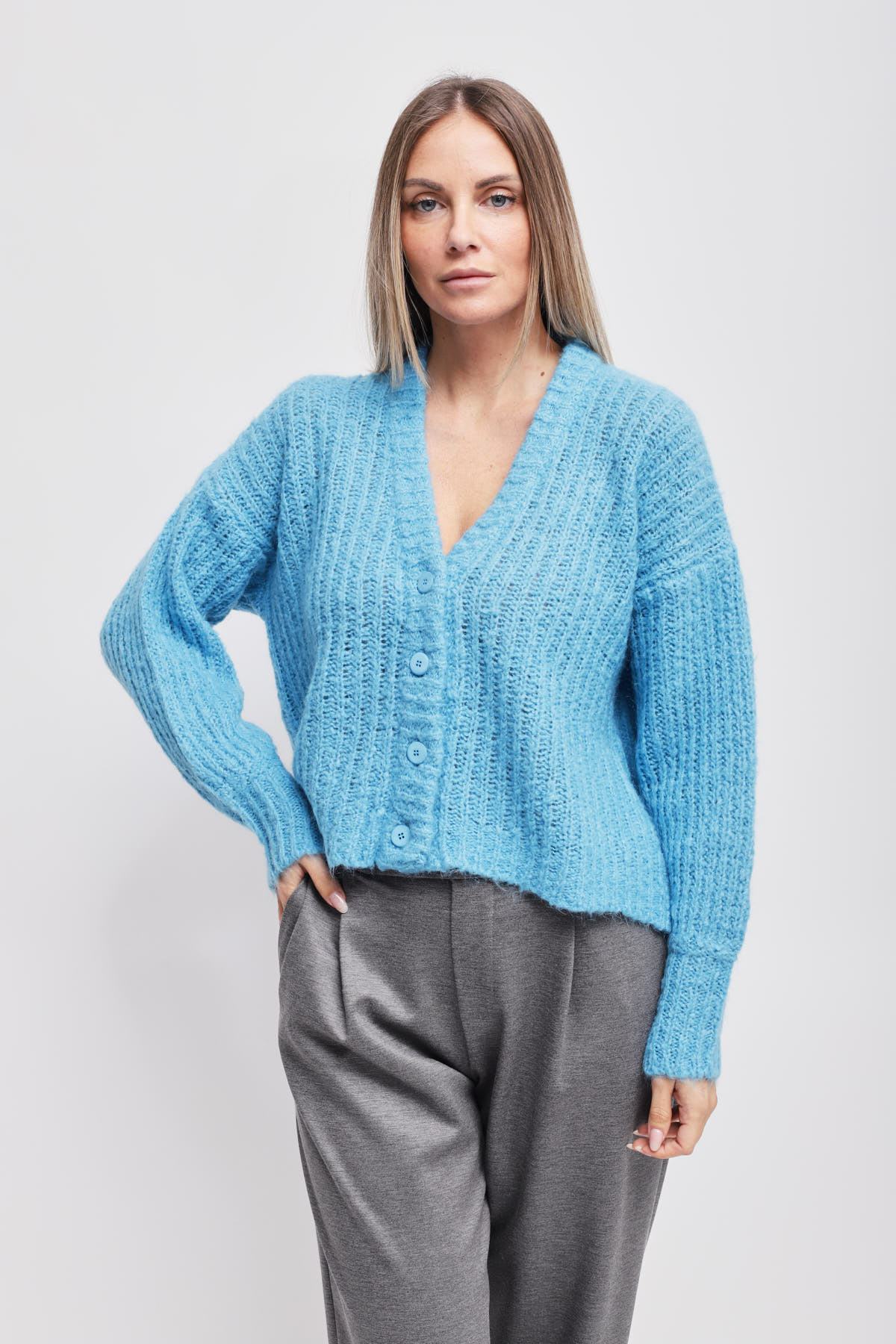 CARDIGAN MOHAIR CON BOTTONI 