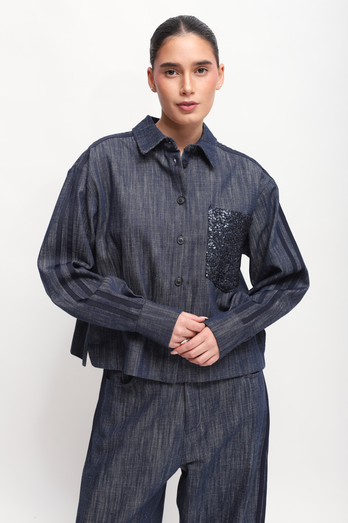 CAMICIA DI JEANS CON STRASS