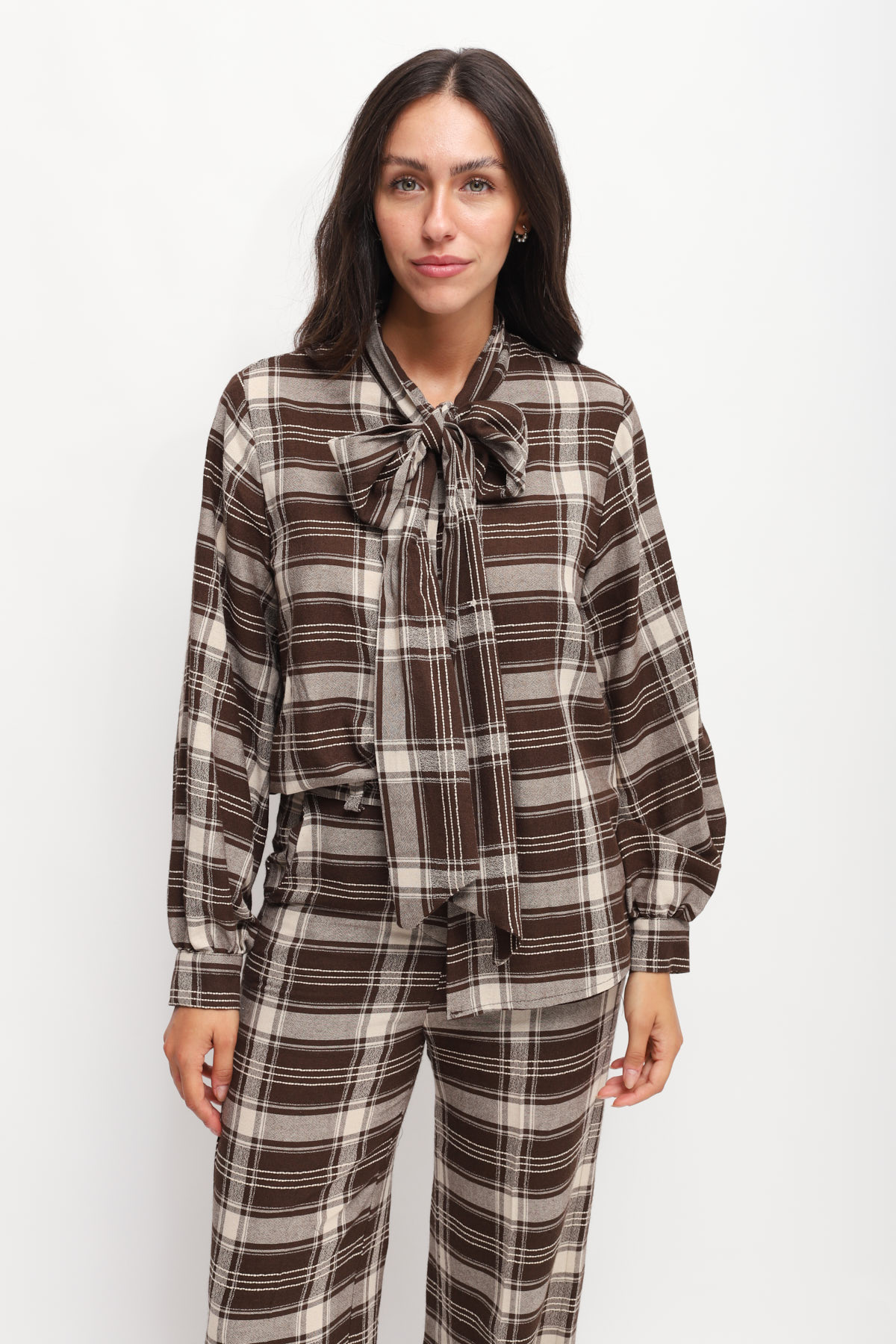 CAMICIA CHECK CON FIOCCO AL COLLO