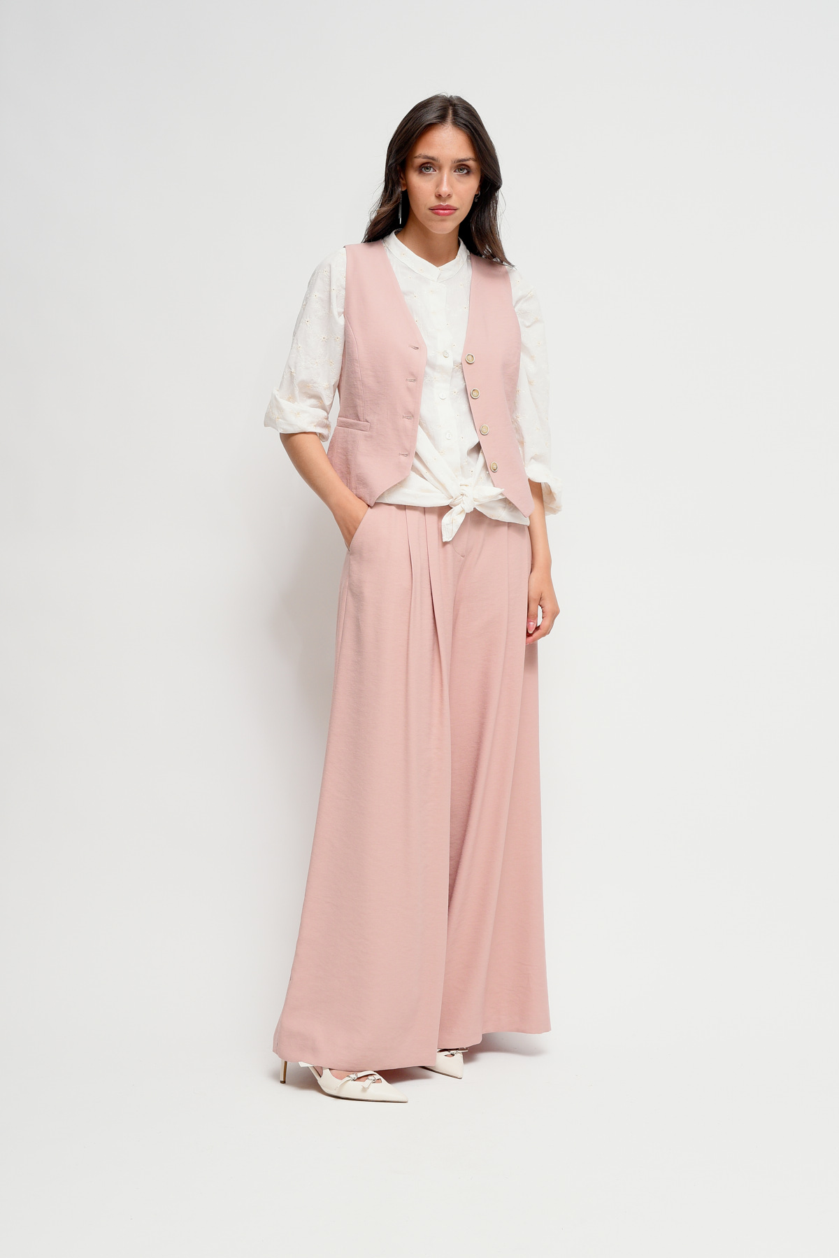 Completo Gilet E Pantalone Palazzo Doppia Pence Maryley Online Shop