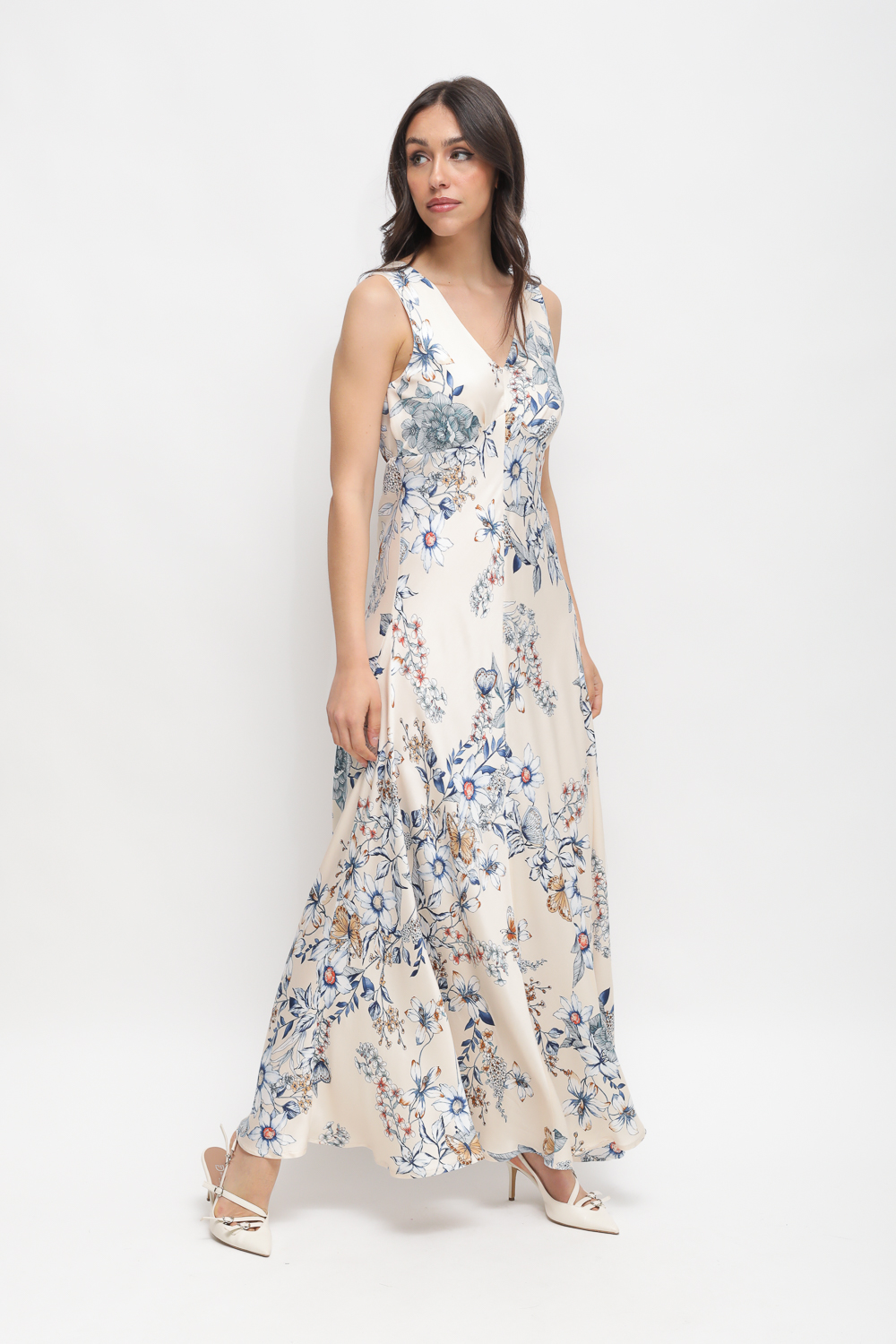Floral Print Viscose Sleeveless Dress | Maryley Online Shop