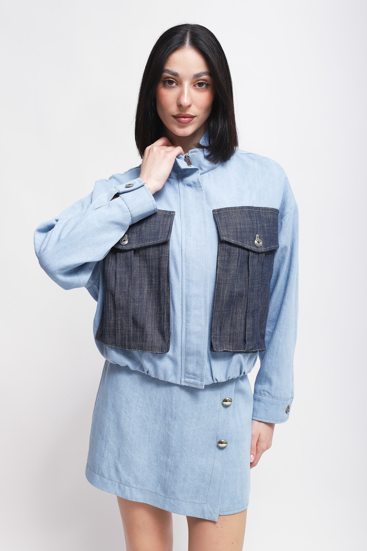 BOMBER EFFETTO DENIM