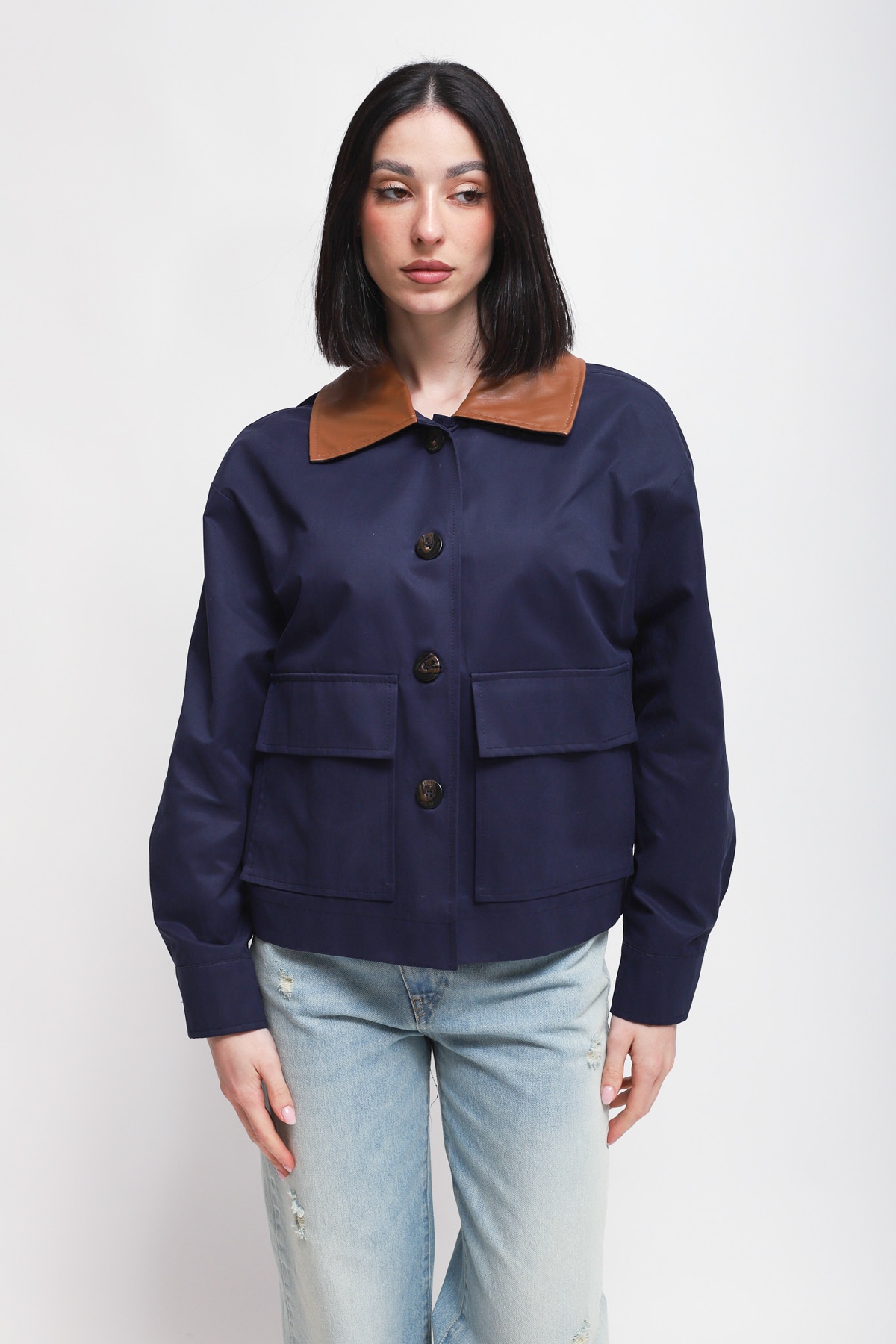 GIACCA CON COLLO IN ECOPELLE