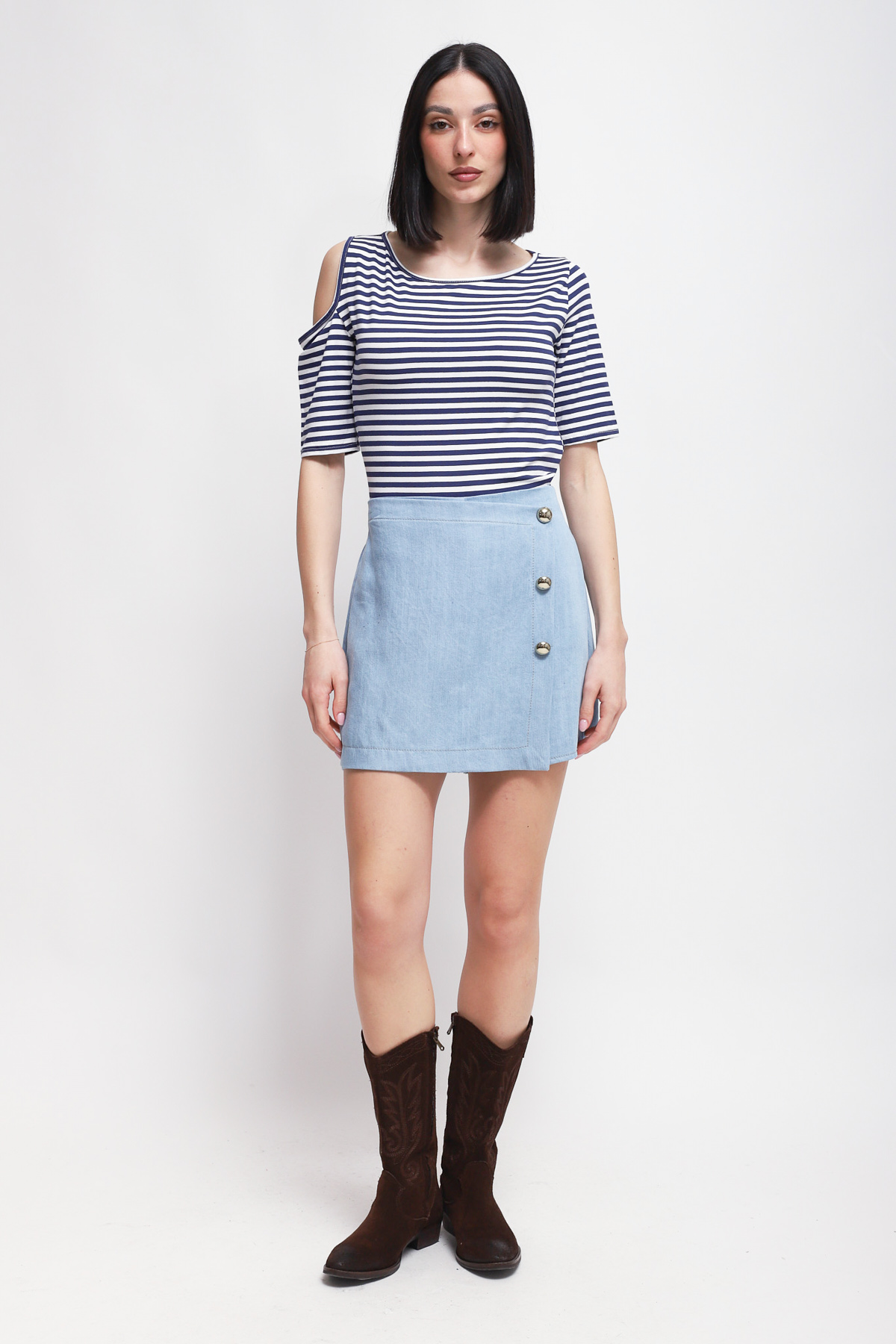 MINIGONNA PANTALONE EFFETTO DENIM