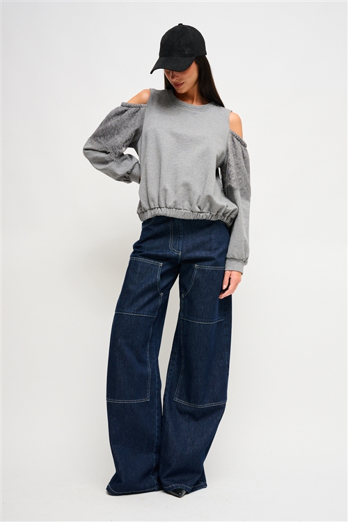 Felpa In Cotone Con Spalle Scoperte Maryley Online Shop